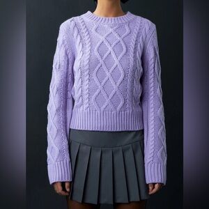 English Factory lilac cable knit sweater women's small preppy domaine bold fun